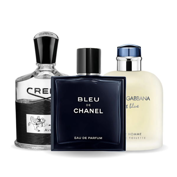 Set de 3 perfumes Bleu de Chanel, Creed Aventus, Light Blue Dolce Gabbana 100ml