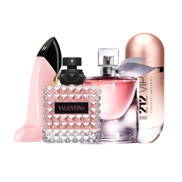 Set 4 Perfumes Good Girl Blush, Donna Born in Roma, La Vie Est Belle y 212 VIP Rosé 100ml