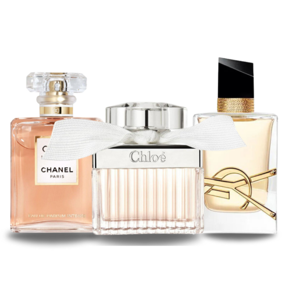 Set de 3 perfumes Chanel Coco Madeimoselle, Yves Saint Laurent Libre, Chloé 100ml