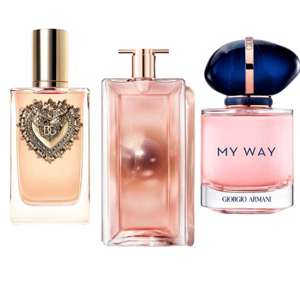 Set de 3 perfumes Dolce & Gabanna Devotion, My Way Giorgio Armani, Lancôme Idôle 100ml
