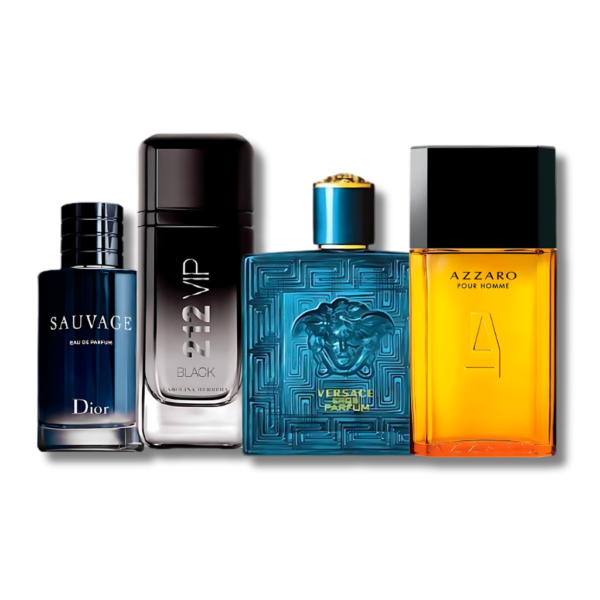Set 4 perfumes 212 VIP, Sauvage, Versache e Azzaro 100ml