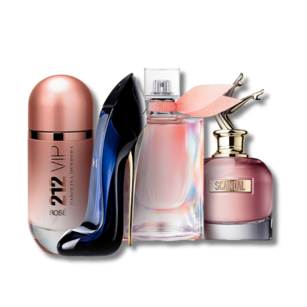 Set 4 Perfumes Scandal, 212 VIP Rosé, La Vie est Belle e Good Girl 100 ml