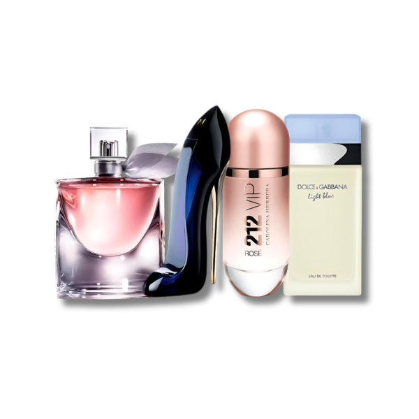 Set 4 Perfumes  212 VIP Rosé, La Vie est Belle, Good Girl e Light Blue 100ml